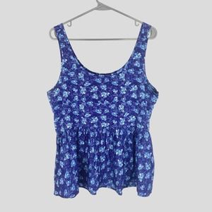 American Eagle Sleeveless Floral Peplum Top